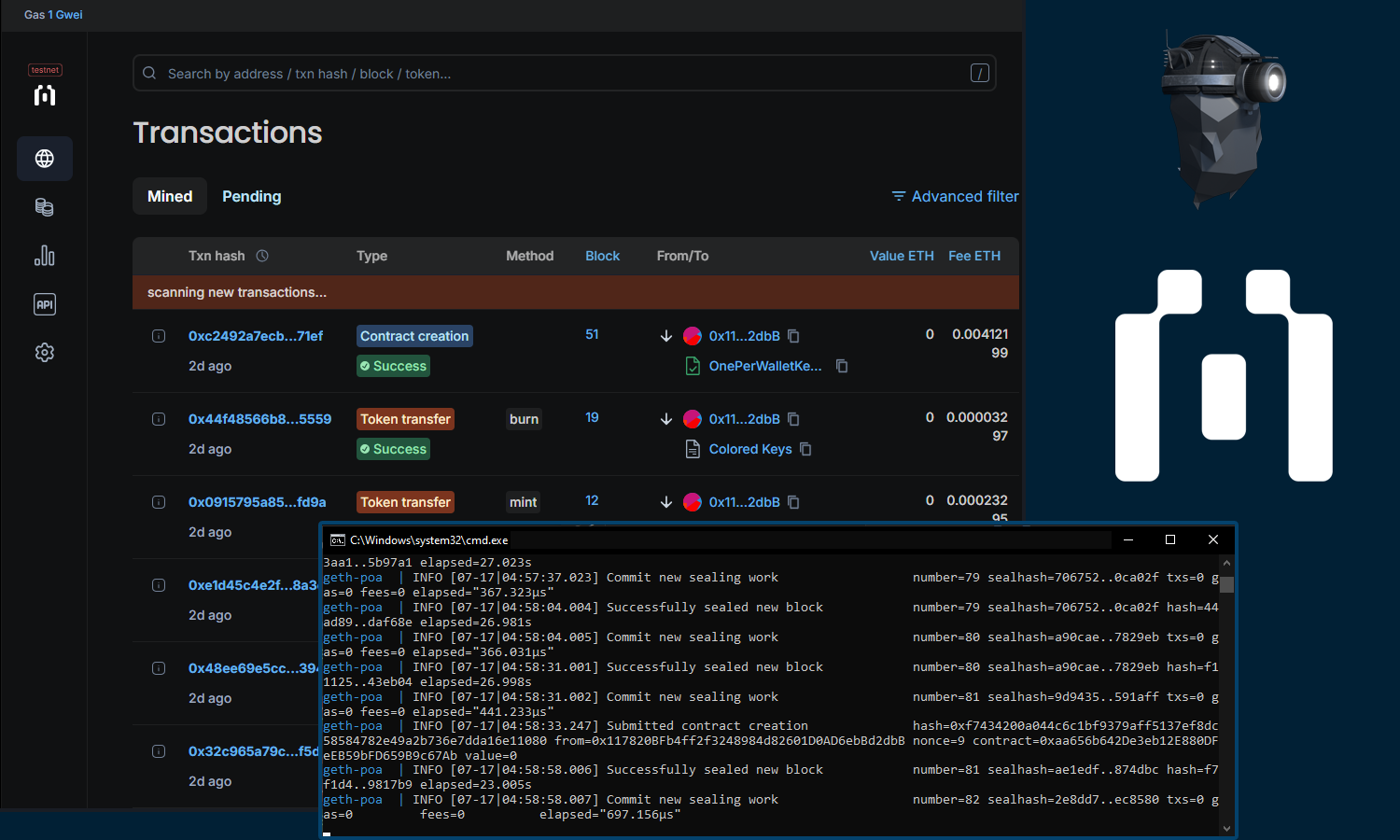 Geth and Blockscout
