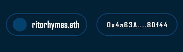 Side-by-side comparison of AddressDisplay widget showing address state and ENS state