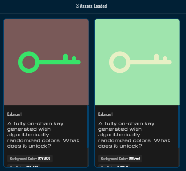 Displaying NFT cards with images, names, and attributes