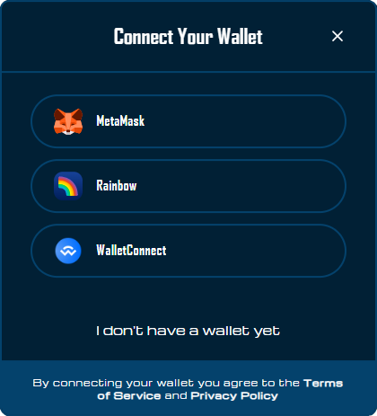 ConnectModal showing wallet provider selection interface