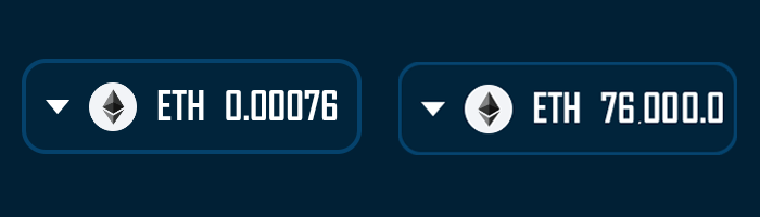 NetworkWidget showing consistent 6-digit display for both small (0.00076) and large (76000.0) values