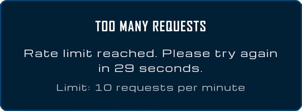 Rate limit modal showing limit details
